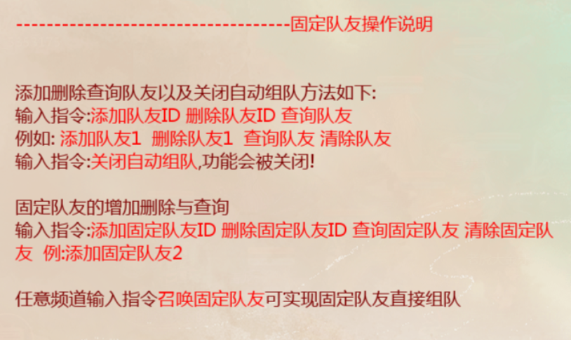 自动组固定队伍