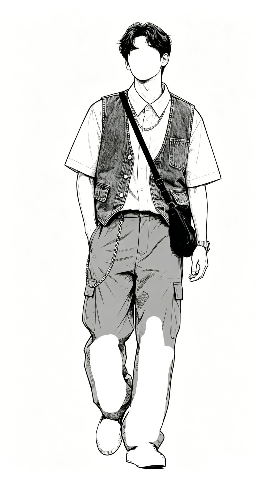 年轻男生正面行走