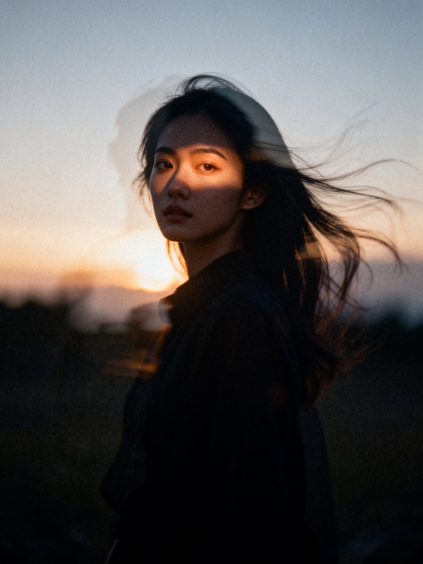 女性黄昏逆光微光人像摄影