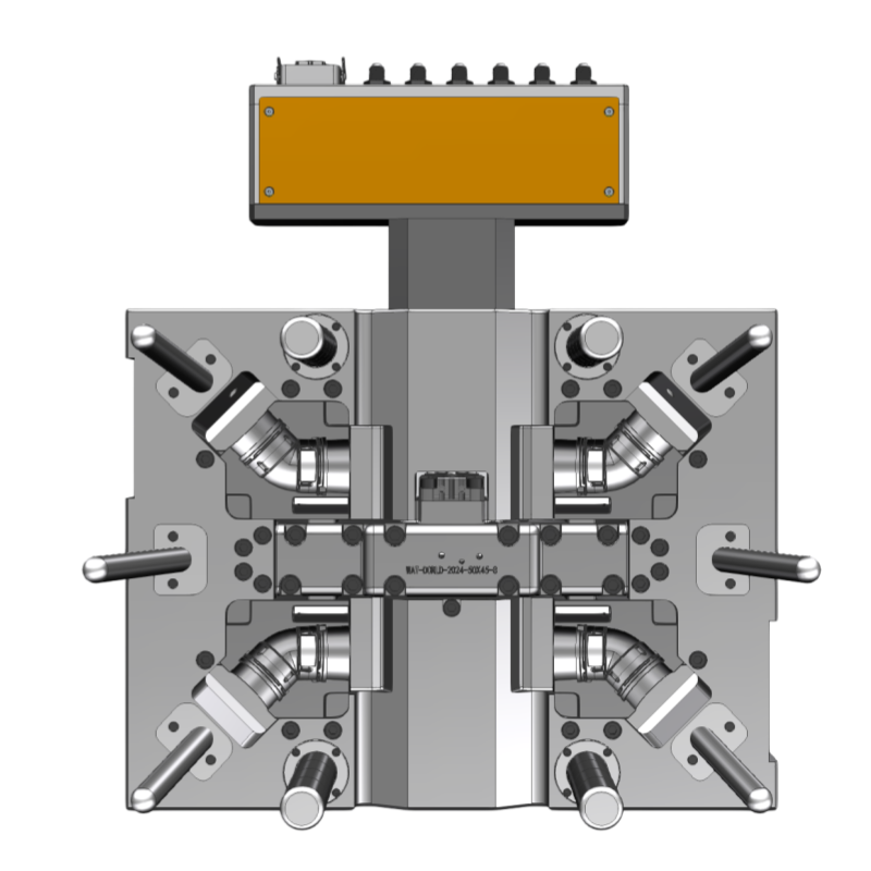 New Technology Double-layer-PVC50mmX45°Elbow Oil-Heated Conduction Hot Hot Runner Mold (2x4 cavities)