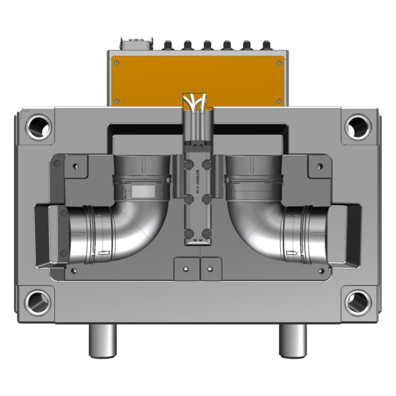 New Tech PVC 110mm 90° Elbow Oil Heating Conduction Hot Runner Pipe Fitting mold (2 Cavities)