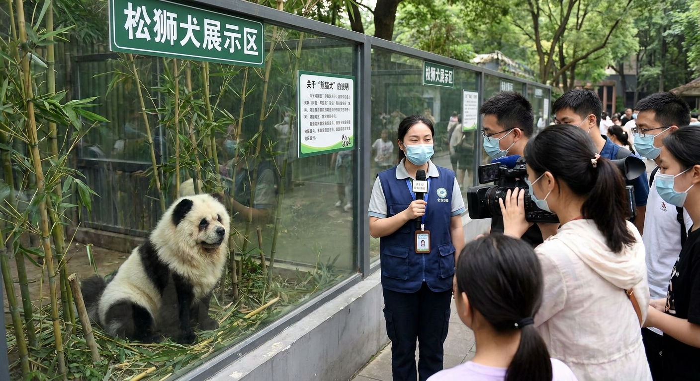 山东曲阜新鹿动物园松狮犬染色引流引争议